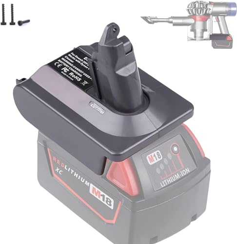 EID V6 Adapter for Milwaukee M18 18V Battery Convert to Work for Dyson V6 SV03 SV04 SV05 SV06 SV07 SV09 VTC4 DC58 DC59 DC61 DC62 DC72 DC74 V6 Animal V6 Absolute V6 Motorhead Handheld Vacuum