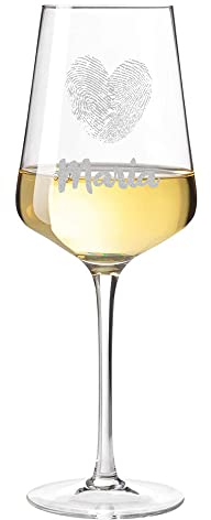 polar-effekt Weißweinglas mit Gravur des Namens – Wein-Glas 560 ml Geschenkidee - Motiv Herz - Romantik, Liebe, Love - Hochzeit, Jahrestag - Weinglas für Frauen