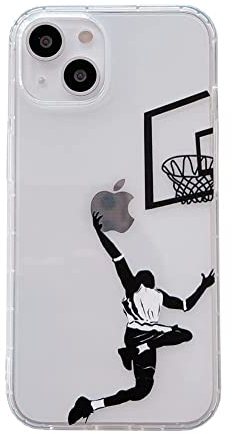 Keyihan Transparente Hülle für iPhone 14 Plus 6,7 Zoll, Slam Dunk Basketball Muster Case für Fans, Weich TPU Silikon HandyHülle, Dünn Slim Durchsichtig Klare Design Schutzhülle Stoßfest Anti-Kratz