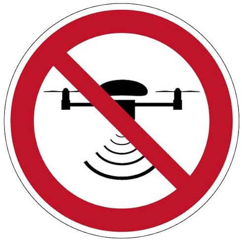 Aufkleber Verbotszeichen Hinweis „Drohnen verboten“ Verbot Schild Folie selbstklebend | Ø5-30cm Made in Germany, Größe: Ø5 cm