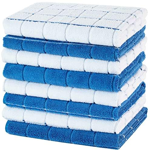 gryeer 8er-Set Microfaser Geschirrtücher, super saugfähig, weich und fusselfrei Küchentücher,45 x 65 cm,Blau