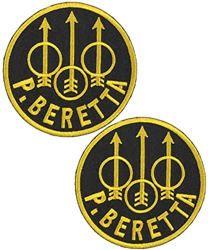 Heiorpai 2 x Beretta Feuerwaffen Beretta Gun Patch bestickt cool zum Aufbügeln oder Aufnähen