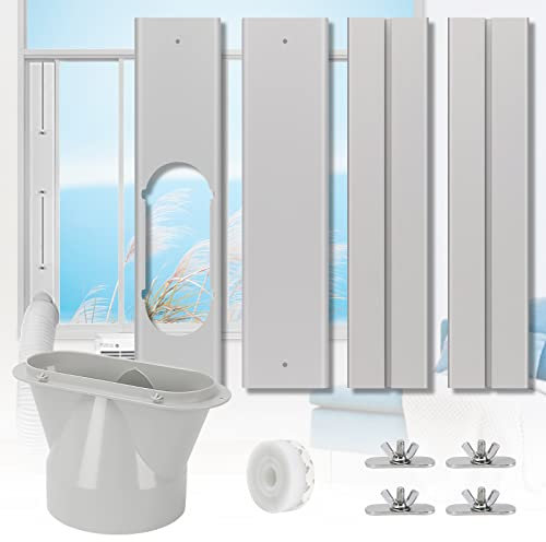UNAOIWN Portable Air Conditioner Window Kit, Adjustable Vertical/Horizontal Sliding Window Kit Plate for AC Unit, AC Window Vent Kit, AC Window Seal Suitable for 5.1” AC Exhaust Hose