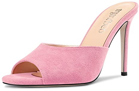 TNYNFBEB Women Stiletto High Heel Peep Open Toe Sandals Slingback Slip-on Wedding Office Cute Basic Classic 3.9 Inches Heels, Pink a, 4.5 UK