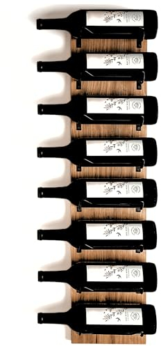 Blue River Goods Weinregal zur Wandmontage, Weinregal aus Holz mit 8 Flaschenaufbewahrung und mattschwarzen Halterungen, Weinwandregal mit rustikalem Finish, perfekt für kleine Räume