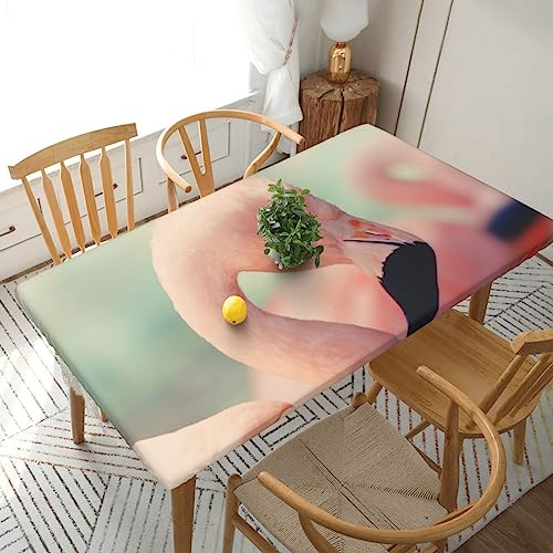 BONDIJ Rosa Flamingo rechteckige Tischdecke, wasserdicht, 76 x 152 cm, Tischdecken für Küche, Picknick, Camping, Outdoor-Tischdecke