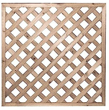 La zappa Panneau grillé rectangulaire en bois tropical naturel pour clôtures jardin et terrasse (90 x 90 cm)