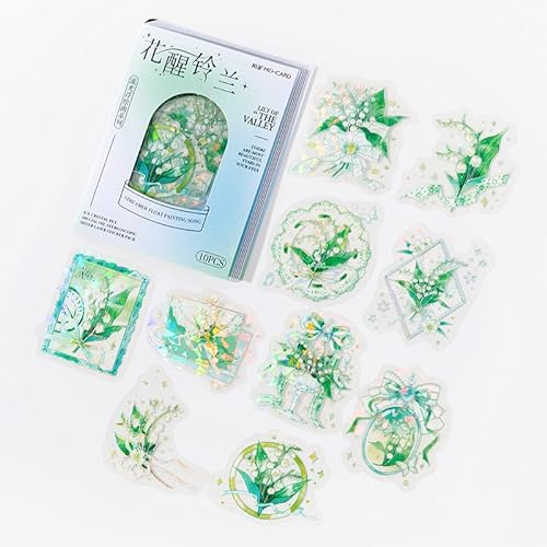 ZXMNBH PET-Aufkleber für Scrapbooking, niedliche Orchidee, ästhetisches Papier, Tagebuch, Planer, Junk, Bullet Journaling, dekoratives Zubehör, 10 Stück/Packung