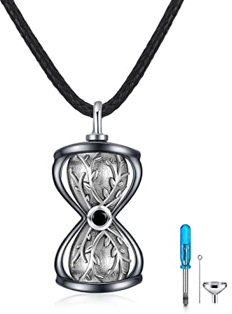 XIXLES Sanduhr Urnen Halskette für Asche, Kremations schmuck für Asche Sterling silber zeitloser Sanduhr-Gedenkanhänger, Andenken-Schmuck, Bestattungs schmuck Halskette für menschliche Haustierasche
