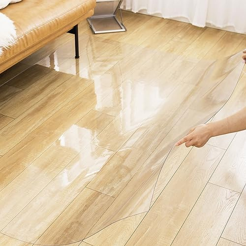 Transparent Bodenschutzmatte PVC,2mm,Nach Maß Schreibtisch Bodenschutzmatte Bodenschutzmatte Bürostuhl für Hartböden Stuhl Unterlegmatte Kratzfest (130x200cm)