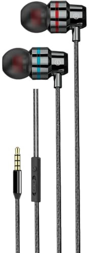 Kabelgebundene In-Ear-Kopfhörer, kabelgebundene Ohrhörer, In-Ear-Ohrhörer mit 3,5-mm-Kopfhörerstecker, Geräuschisolierung, verbesserter Bass-Stereo, In-Ear-Kopfhörer mit Mikrofon (schwarz)
