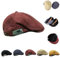 Qosneoun Retro Vintage Beret, Peaky Blinders Mütze, Verstellbare Flache Herrenmütze, Zeitungsjungen-Cap (Rot)