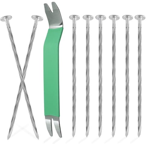 Bakulyor 50 Pack Metal Landscape Stakes, 6 Inch Artificial Turf Spikes, 6 Gauge Large Landscaping Nails, Galvanised Edging Anchoring Staple for Garden Ground Grass Lawn Paver Timber Weed Barrier - 6