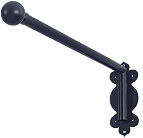 Generic Swing Arm Curtain Rail for Front Door - Black Metal, Painted, Glossy Finish, Black Paint - Curtain Rod for Window Curtains