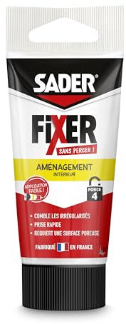 SADER FIXER Sans Percer Aménagement Intérieur - Mastic Colle Acrylique, Prise Rapide, Maintien Puissant, Comble les Irrégularités jusqu’à 5 mm, Peut se Peindre, Beige, Tube 70g