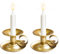 Tibeoyad 2 Stück Kerzenständer mit Griff Vintage Rund Basis Metall Kerzenständer (Gold)