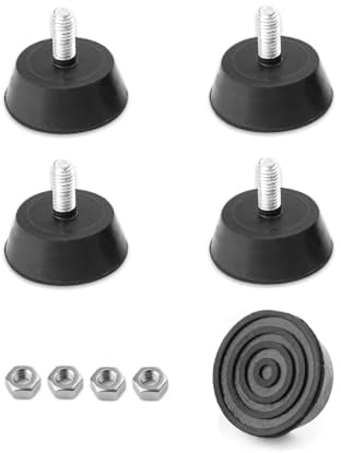 YOYEAH Lot de 4 pieds en caoutchouc M6 x 16 mm - Pieds réglables pour meubles, appareils et petits appareils - Pied réglable pour armoires et étagères - Pieds réglables en hauteur M6 - Pieds en