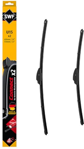 SWF Connect Wischer – U15 – Kit Aus in Deutschland Hergestellten Flachbalkenwischern Für Optimale Wischleistung 600mm/550mm – Vorne – 2er-Set