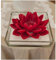 Cereria Parma Plato de cristal con vela baja nenúfar rojo y arena natural D33xH8 cm