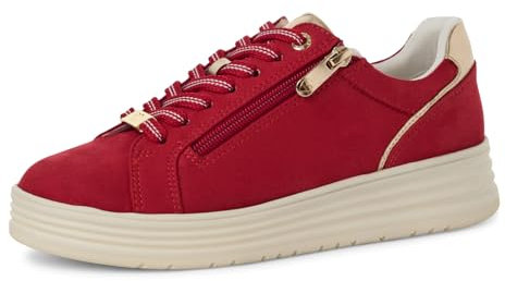 MARCO TOZZI Damen Plateau Sneaker mit Schnürsenkeln Freizeit, Rot (Cherry Comb), 41 EU