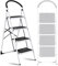 Escabeau à 4 marches BM TOOLS BMT-ESC4-ACIER, Haut. de travail : 95 cm, se range facilement, Marches et Poignées anti-dérapantes