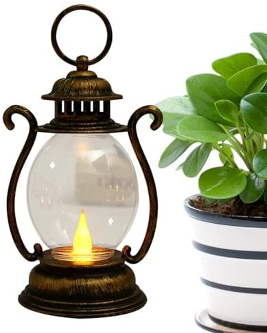 Vintage Lamp - Battery Powered LED Camping Lantern | Decorative Night Light for Bedroom Living Room Outdoor Graden Patio Camping