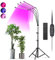 Pflanzenlampe LED mit Ständer, Tripod Einstellbar 44-156cm, 4 Köpfe 120 LEDs Grow Lampe mit Zeitschaltuhr 3/6/12/16 Std, mit USB Adapter, 3 Lichter Modi und 10 Helligkeitsstufen, mit Fernbedienung