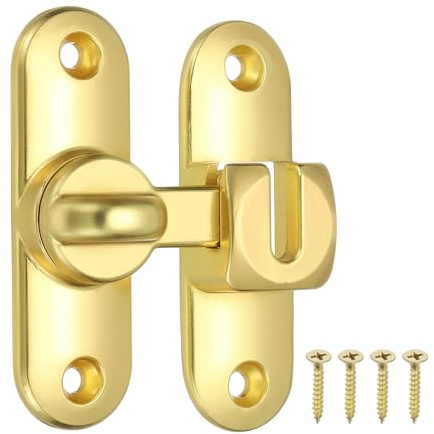 PATIKIL 1 Pack Flip Sliding Door Latch Safety Bar Gate Lock Hardware for Cabinet Bathroom Bedroom Garden, Gold