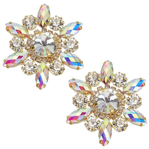 FINGERINSPIRE 2 Stück Strass Applikation In Kristall ab Schneeflockenform Strass Applikationen Mit Goldener Rückseite Für Hochzeiten Braut Patches Perlen Blumenaufnäher Damenmode Für DIY Dekoration