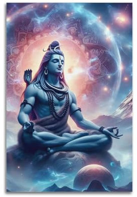 CHxdxge Lord Shiva in Meditation Poster Poster Dekorative Malerei Leinwand Wandkunst Wohnzimmer Poster Schlafzimmer Malerei,Wandkunst Bilddruck Moderne Familienzimmer Dekor 08x12inch(20x30cm)