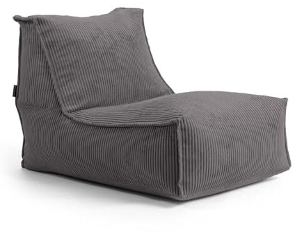 mokebo Sitzsack aus Cord 'Der Gelassene', Bean Bag, Relaxliege oder Bodenkissen mit EPS-Perlen Füllung, kuschelige und gemütliche Liege für Wohnzimmer und Wintergarten in Anthrazit