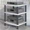 JIAOCKJIAO Meuble Rack Audio en Bois, Meuble Hi FI Ouvert avec Cadre en Acier au Carbone, Meuble TV Moderne, Meuble Stéréo AV avec Grand Espace de Rangement, Meuble Audio Vidéo(Wit,3 Tier 60x54x66CM)