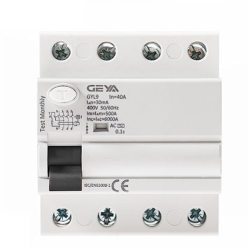 EWWFGUR GYL9 AC Residual Disyuntor de Corriente Disyuntor diferencial Interruptor de Seguridad 4P 25A 40A 63A 80A(4P 25A,30mA)