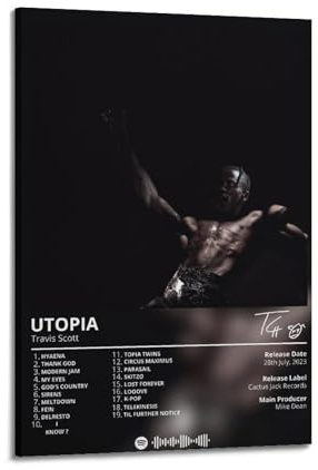 JUNZHAN Travis Scott Utopia Album-Kunstposter – 12x18 Zoll (30x45cm) Rahmenstil 2 für Wanddekoration, Wohnzimmer, Bar und Restaurant