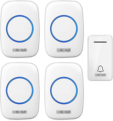 CAFIEDR Wireless Doorbell, Plug-In Doorbell with 4 Receivers Cordless Chime Kit at 650 Ft Range with 36 Chimes, 4-Level Volume Waterproof Door Chime Bell(White)