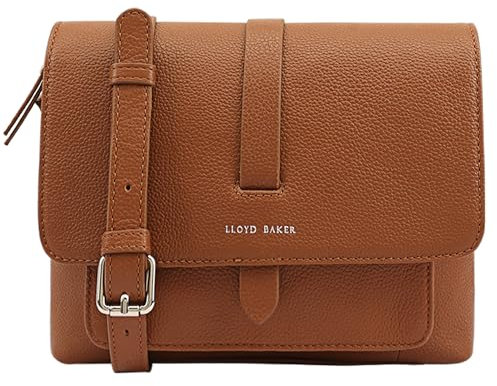 Lloyd Baker London - EVELYN Flap-Over Crossbody Bag - Damen Modernes Design aus 100% echtem Vollnarbenleder, hautfarben, Medium