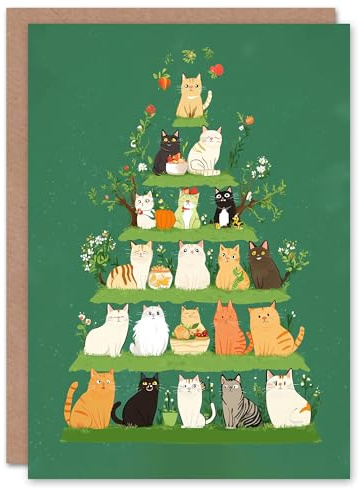 Artery8 Greeting Card Cat Lover Pet Breed Pyramid Cute Cartoon Style Blank For Him Or Her Art Birthday Card
