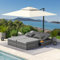 UDPATIO Transat Jardin Extérieur en Rotin - Bain de Soleil Double avec Plateaux Latéraux Repliables et Dossier Réglable 5 Niveaux, Lit de Jardin Résistant Jusqu'à 400kg, pour Piscine ou Terrasse, Gris