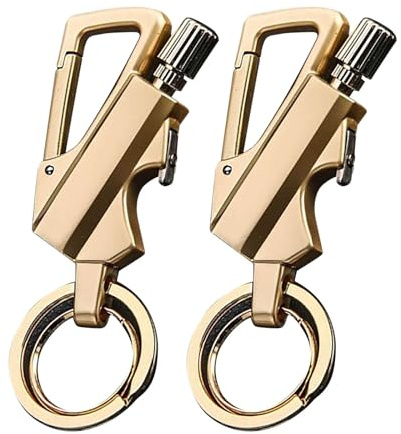 Schlüsselanhänger mit Feuerzeug Streichholz, Permanent Match Infinity Feuerzeug mit Flaschenöffner, Tragbares Metall Streichhölzer, Feuer Anlasser im Freien Notfall (Gold-2PCS)