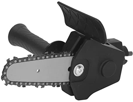 Fockety Electric Chain Saw Drill Attachment, Stainless Steel Electric Drill Chainsaw Adapter, Saw Conversion Head Adapter with Plastic Handle for Wood Cutting, Easy Conversion (For 4in Electric Drill)