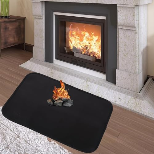 Feuerfeste Unterlage, 60x40CM Funkenschutzplatte für Kaminofen, rutschfest Feuerschutzmatte Kamin Bodenplatte, Feuerfeste Matte Zum Schutz Sie Ihre Böden vor Funken und Kiebern