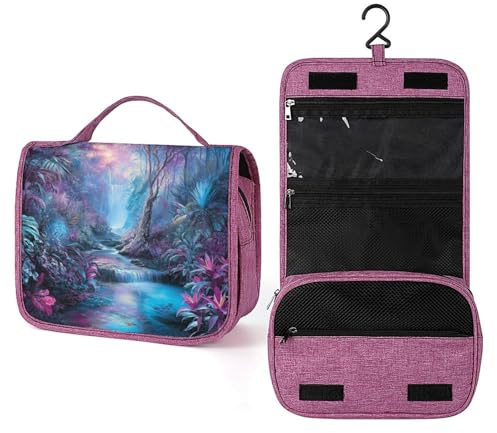 Majestic Reise-Kulturbeutel für Damen, Motiv: Dschungelwaldbaum, zum Aufhängen, Make-up-Organizer mit Haken für Shampoo