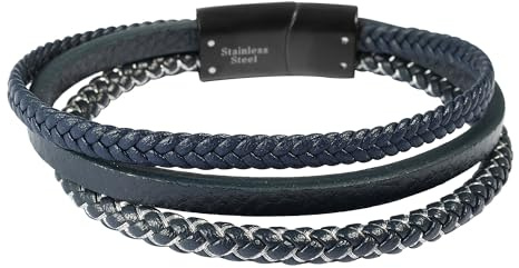 Akzent Armband Herren - Premium Armband Herren in Blau aus Kunstleder, 100% Wasserfest & Hautverträglich