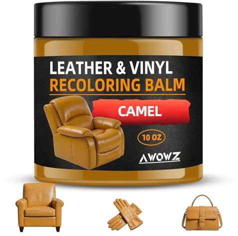 AWOWZ Ledersofa Reparatur-Set – 240 ml Recoloring Balsam zur professionellen Aufarbeitung von verblassten & zerkratzten Ledermöbeln | Kamel Leder-Pflegebalsam für Sofas, Sessel und Couchen