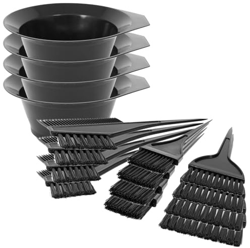 com-four® 16-teiliges Haarfärbeset mit Pinseln und Farbschale in schwarz | Färbeset zum Anmischen und Auftragen von Haarfarbe