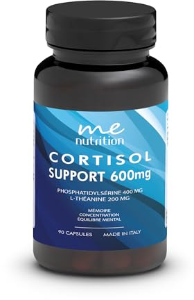 Cortisol Support 600mg - Phosphatidylsérine 400mg + L-Théanine 200mg - Dosage élevé 600mg par Capsule - Soutien Cortisol et métabolisme normal - 90 Capsules Made in Italy Me Myeasy