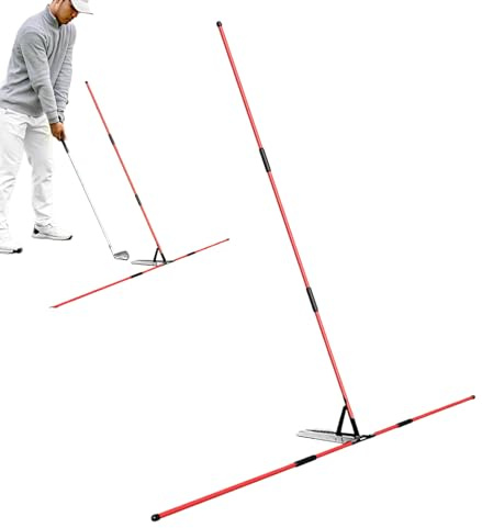 Générique Support pour Bâtons D'alignement De Golf - Stick Tiges Baguettes Alignement pour Practice Golf Aide À L'entraînement Au Swing Red Fiberglass Shaft with PVC Rubber Cover Angle Plate Bracket