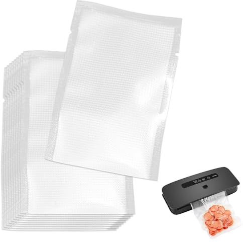 100PCS Precut Vacuum Sealer Bags, Heavy Duty BPA Free Food Storage Heat Seal Bags, Embossed Airtight Freezer & Sous Vide Bags Compatible with Vacuum Sealers (10 * 15cm)