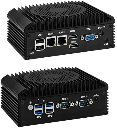 CWWK Mini PC N305 Industrial, Dual RS232/RS485 COM, 2 x Gigabit LAN, Micro Embedded Mini Computer Box, DDR4 8GB RAM 128GB NVMe SSD, SIM, SATA, Mini-PCIe, HDMI, VGA, 6USB