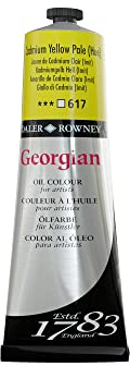 Daler Rowney Georgian Oil Paint Cadmium Yellow Pale Hue 225ml Tube - Art Paints for Canvas Paper and More - Oil Painting Supplies for Artists and Students - Artist Oil Paint for Any Skill Set